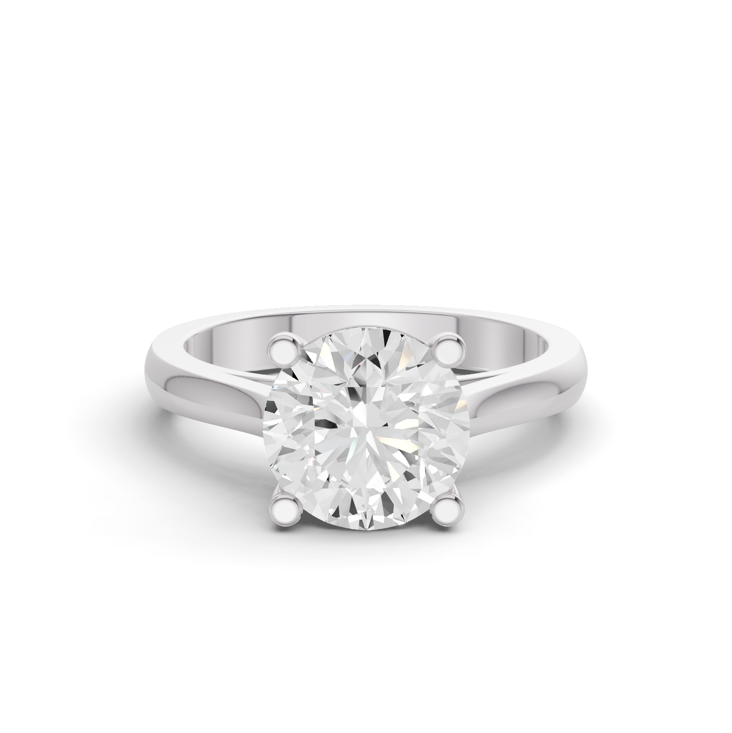Round Cut Lab Grown Diamond Cathedral Solitaire Ring