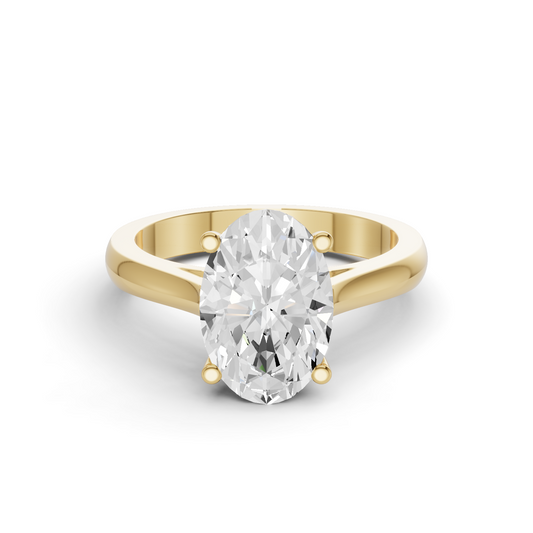 Fancy Shape Lab Grown Diamond Cathedral Solitaire Ring — IGI Certified, 14K Gold lab-grown diamond ring IGI certified 14K gold