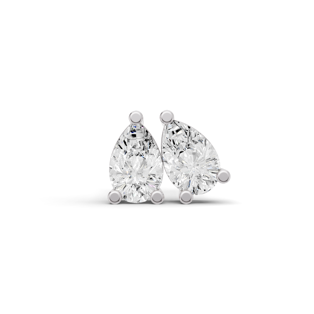 Lab Grown Pear Shape Diamond Solitaire Earrings with Prong Setting lab-grown diamond ring IGI certified 14K gold