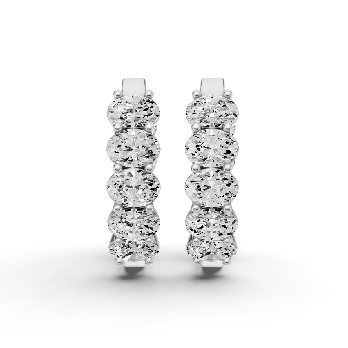 Lab Grown Oval Diamond East-West Fancy Hoop Earrings lab-grown diamond ring IGI certified 14K gold
