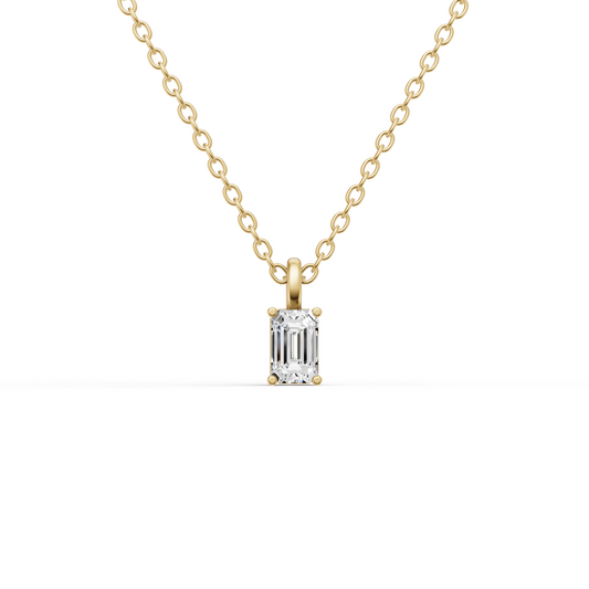 Lab Grown Emerald Cut Diamond Solitaire Pendant with Bale lab-grown diamond ring IGI certified 14K gold