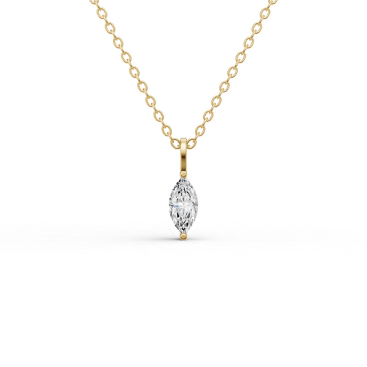 Lab Grown Marquise Shape Diamond Solitaire Pendant with Bale lab-grown diamond ring IGI certified 14K gold