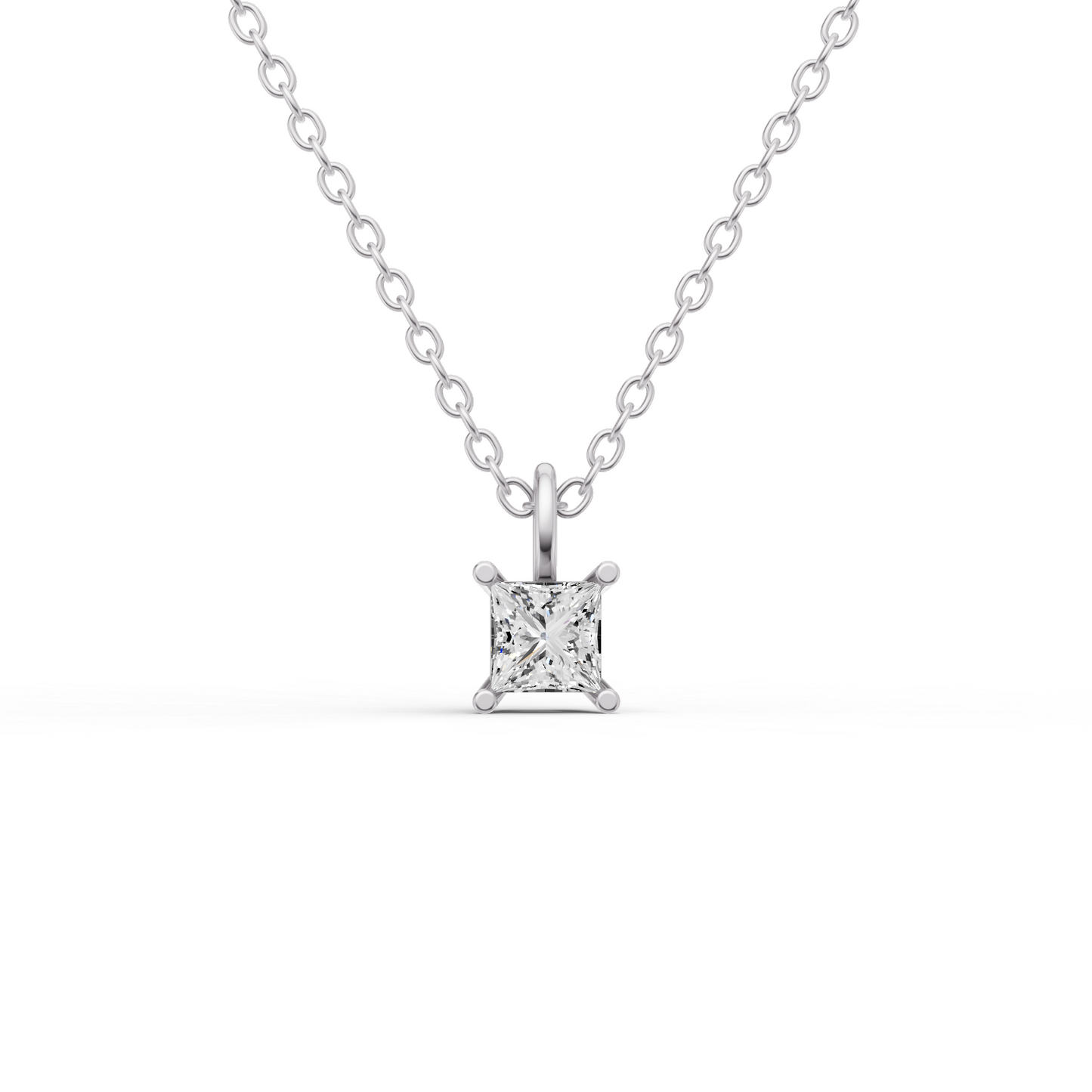 Lab Grown Princess Cut Diamond Solitaire Pendant with Bale lab-grown diamond ring IGI certified 14K gold