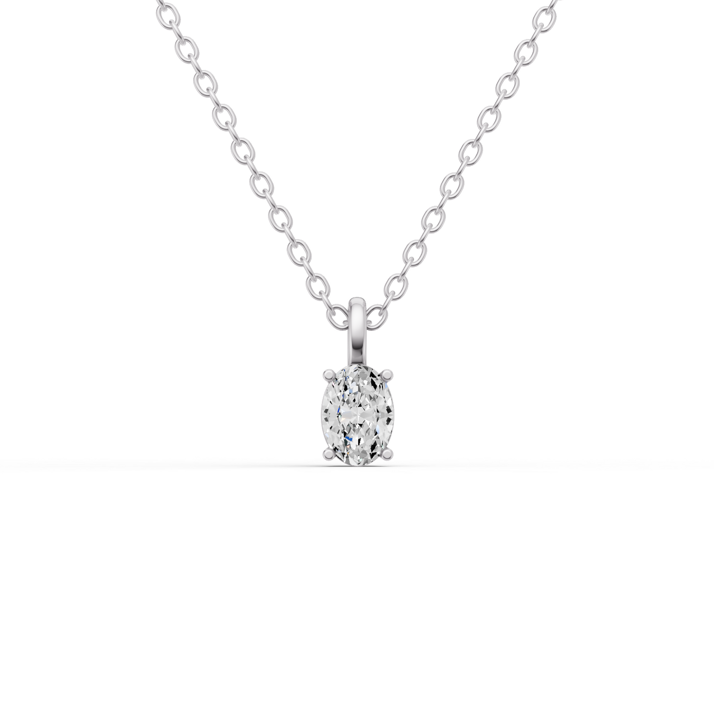 Lab Grown Oval Cut Diamond Solitaire Pendant with Bale