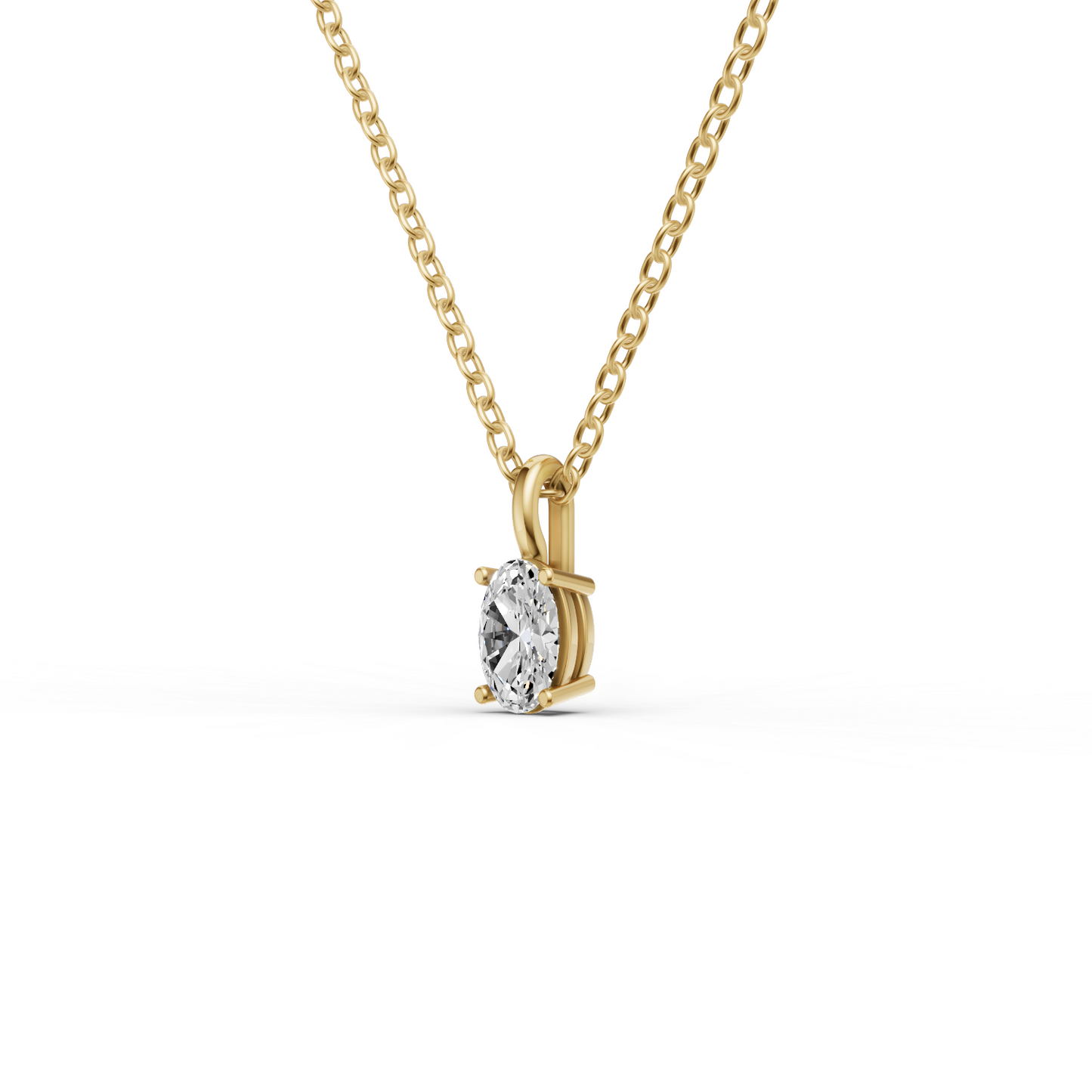 Lab Grown Oval Cut Diamond Solitaire Pendant with Bale