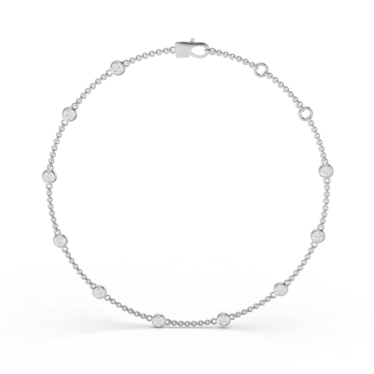 Round Diamond Station Bracelet in 14K White Gold
