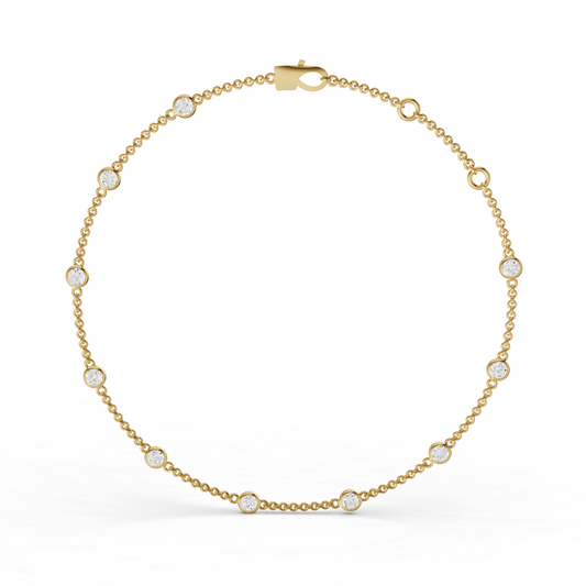 Round Diamond Station Bracelet in 14K White Gold