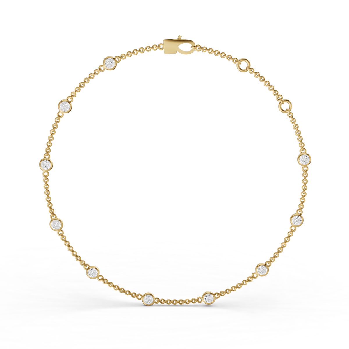 Round Diamond Station Bracelet in 14K White Gold lab-grown diamond bracelet IGI certified 14K gold
