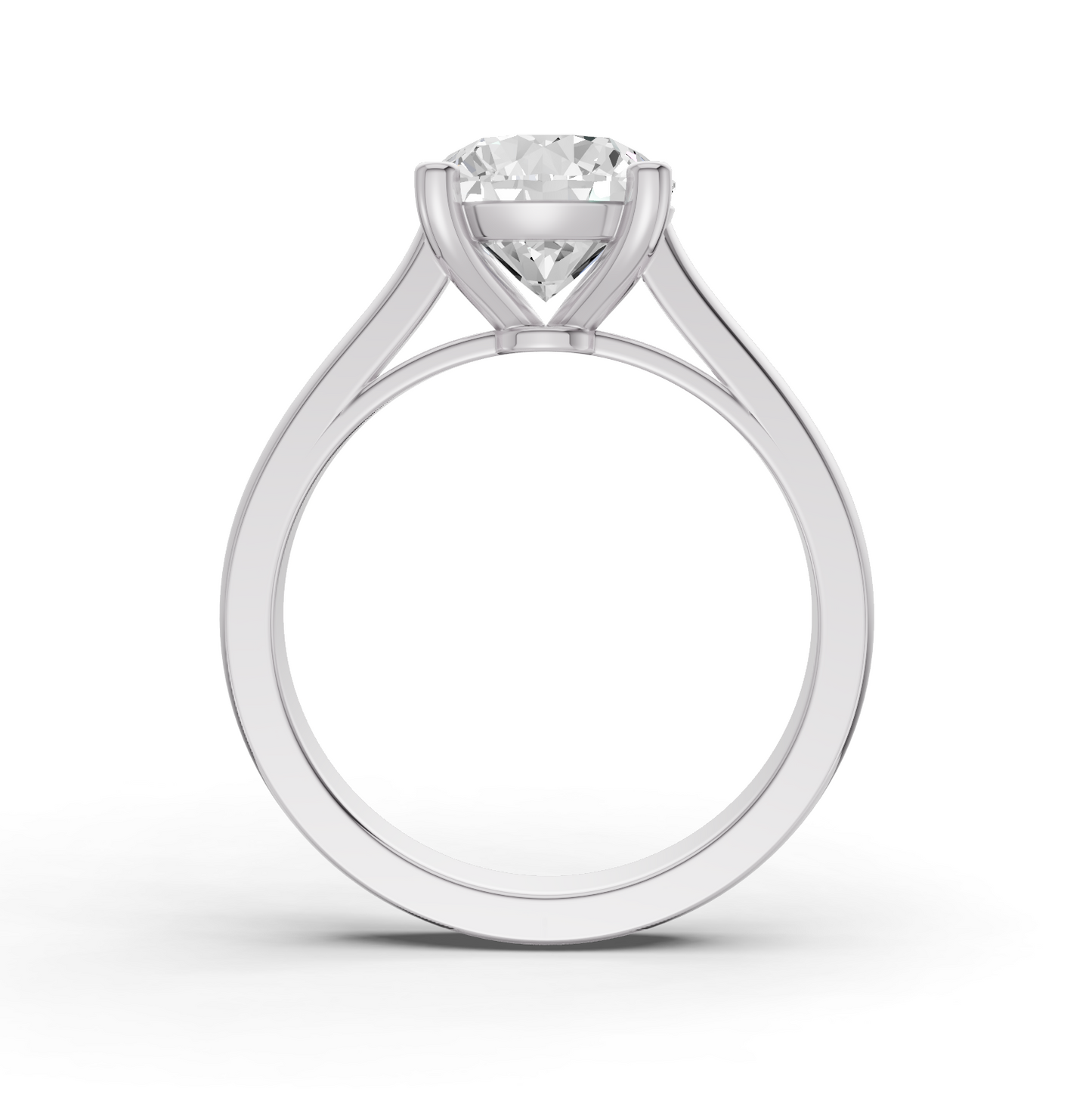 Round Cut Lab Grown Diamond Cathedral Solitaire Ring