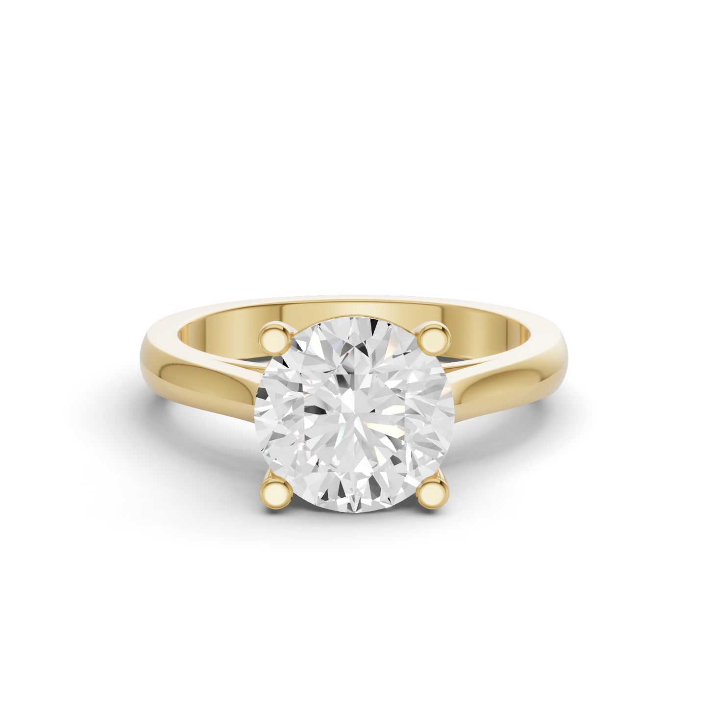 Round Cut Lab Grown Diamond Cathedral Solitaire Ring
