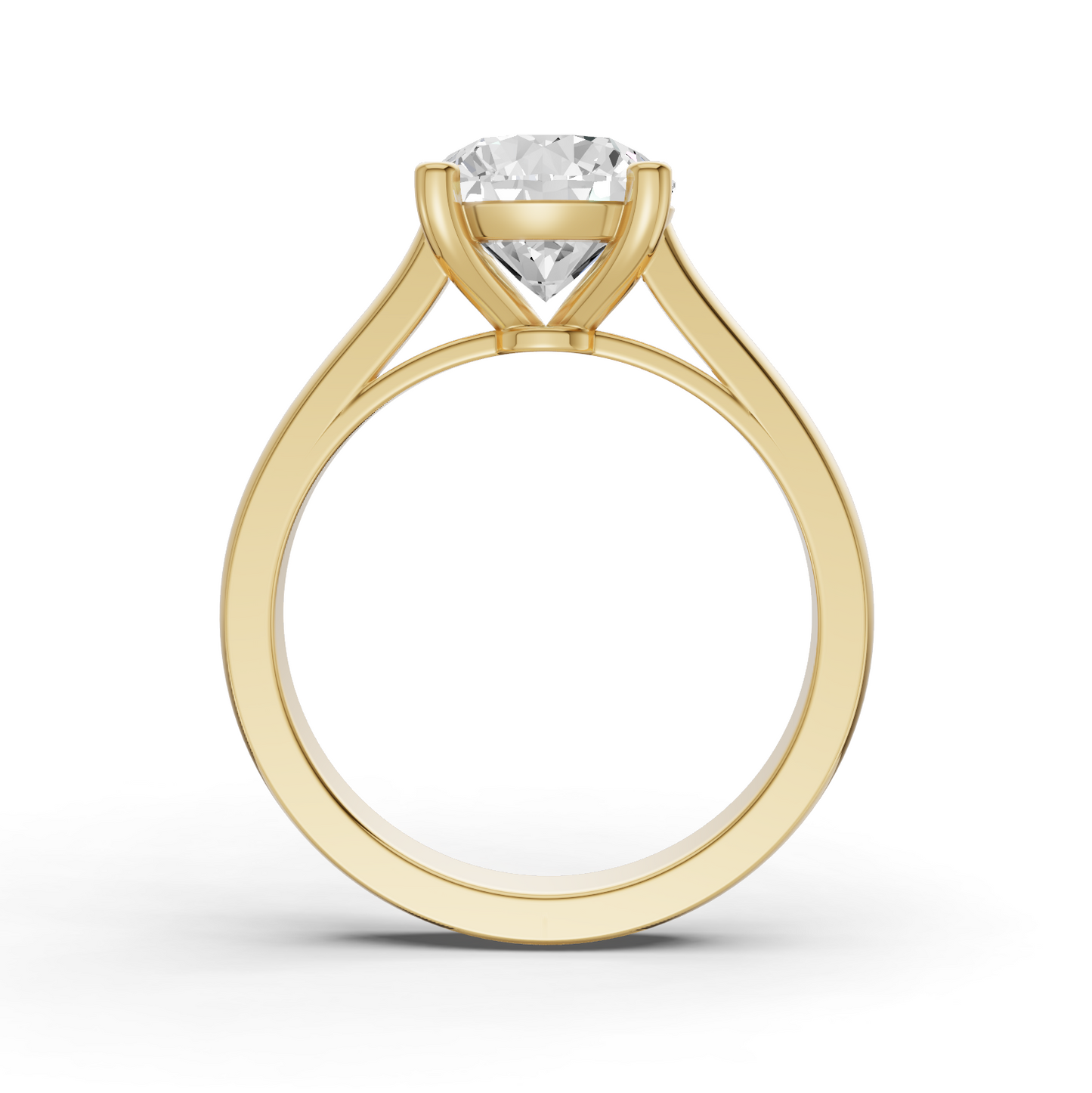 Round Cut Lab Grown Diamond Cathedral Solitaire Ring