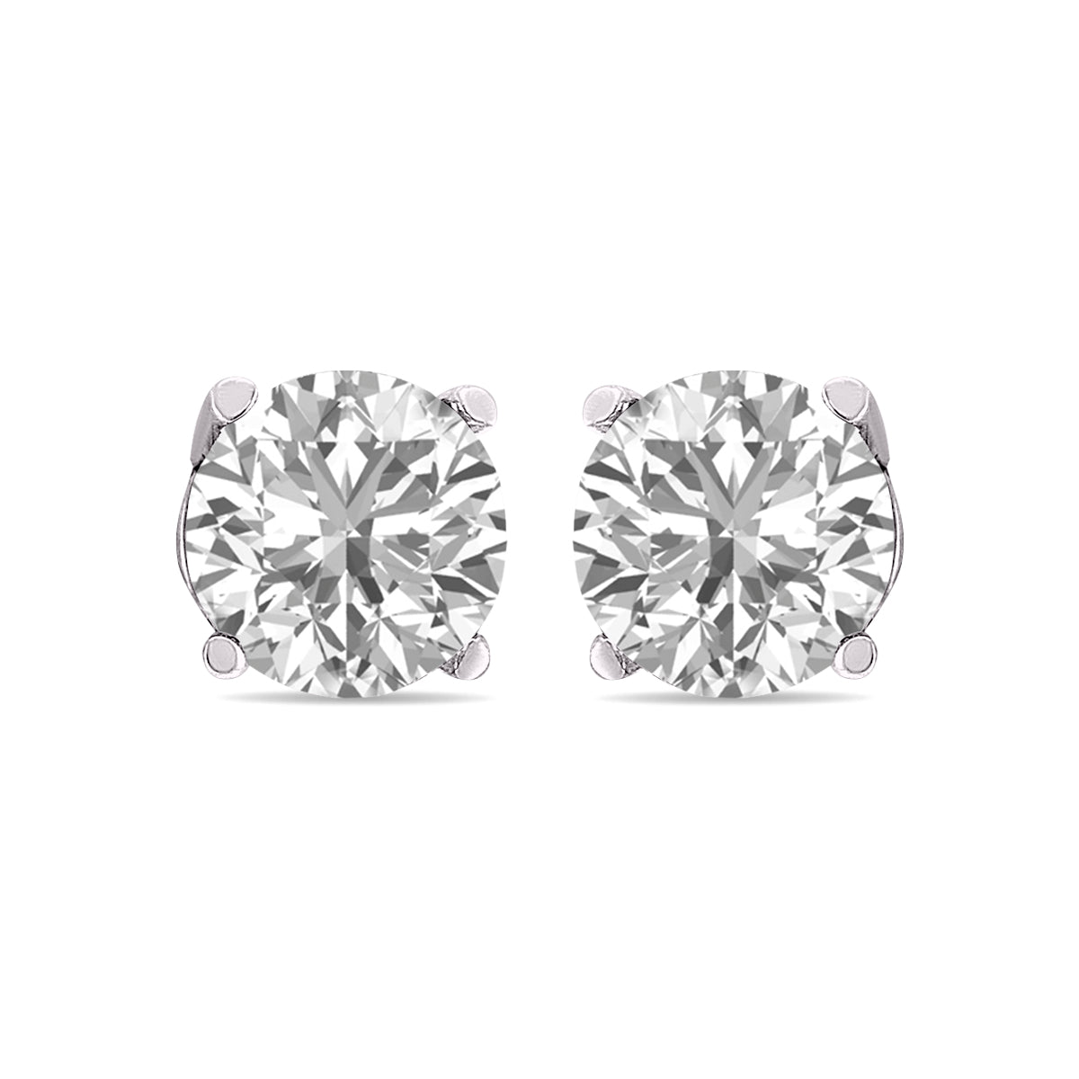 Round Lab Grown Diamond Solitaire Stud Earrings with Basket Setting Screwbacks