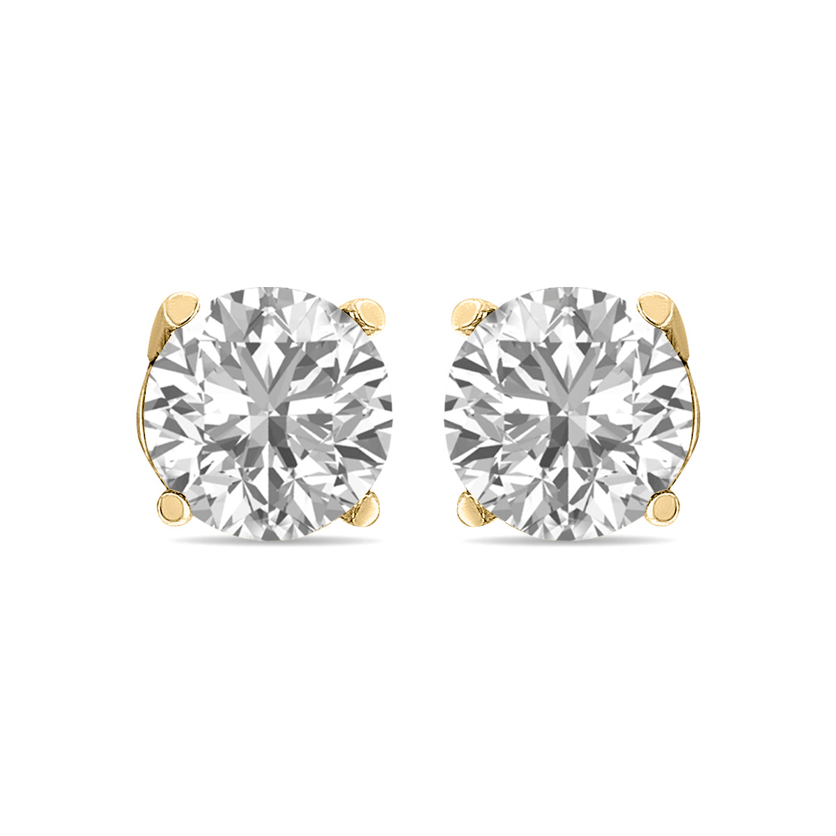 Round Lab Grown Diamond Solitaire Stud Earrings with Basket Setting Screwbacks