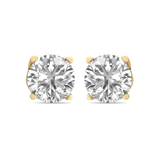 Round Lab Grown Diamond Solitaire Stud Earrings with Basket Setting Screwbacks