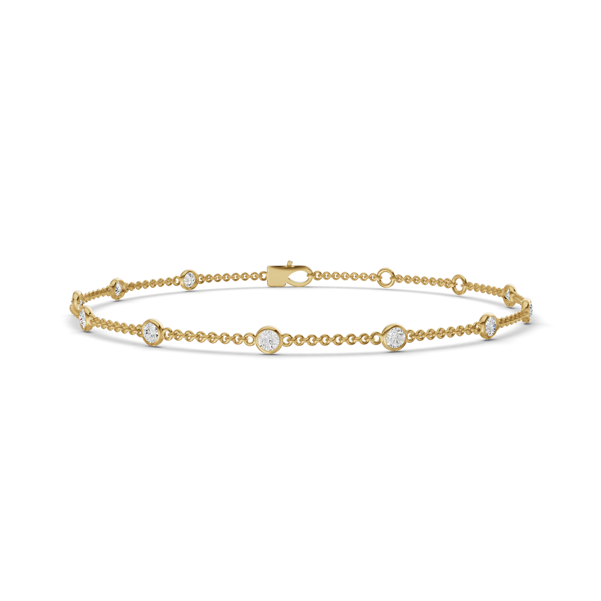 Round Diamond Station Bracelet in 14K White Gold lab-grown diamond bracelet IGI certified 14K gold