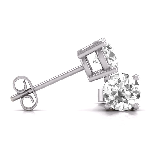 Round Lab Grown Diamond Solitaire Stud Earrings with Basket Setting Pushbacks lab-grown diamond ring IGI certified 14K gold