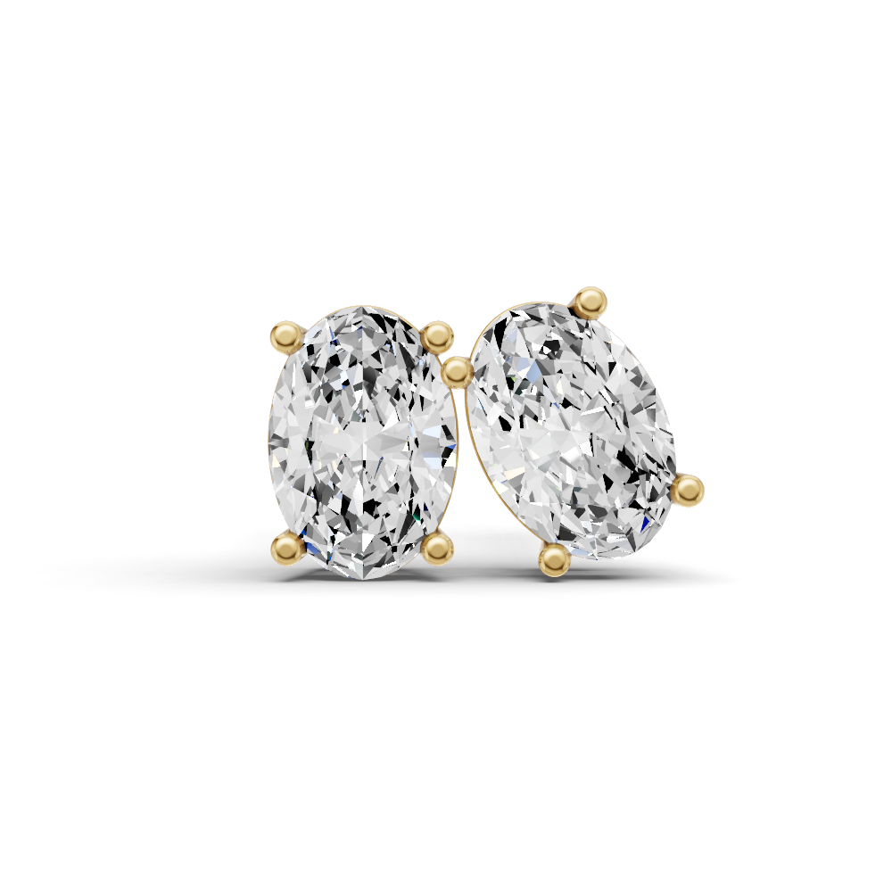 Lab Grown Oval Shape Diamond Solitaire Earrings with Prong Setting lab-grown diamond ring IGI certified 14K gold