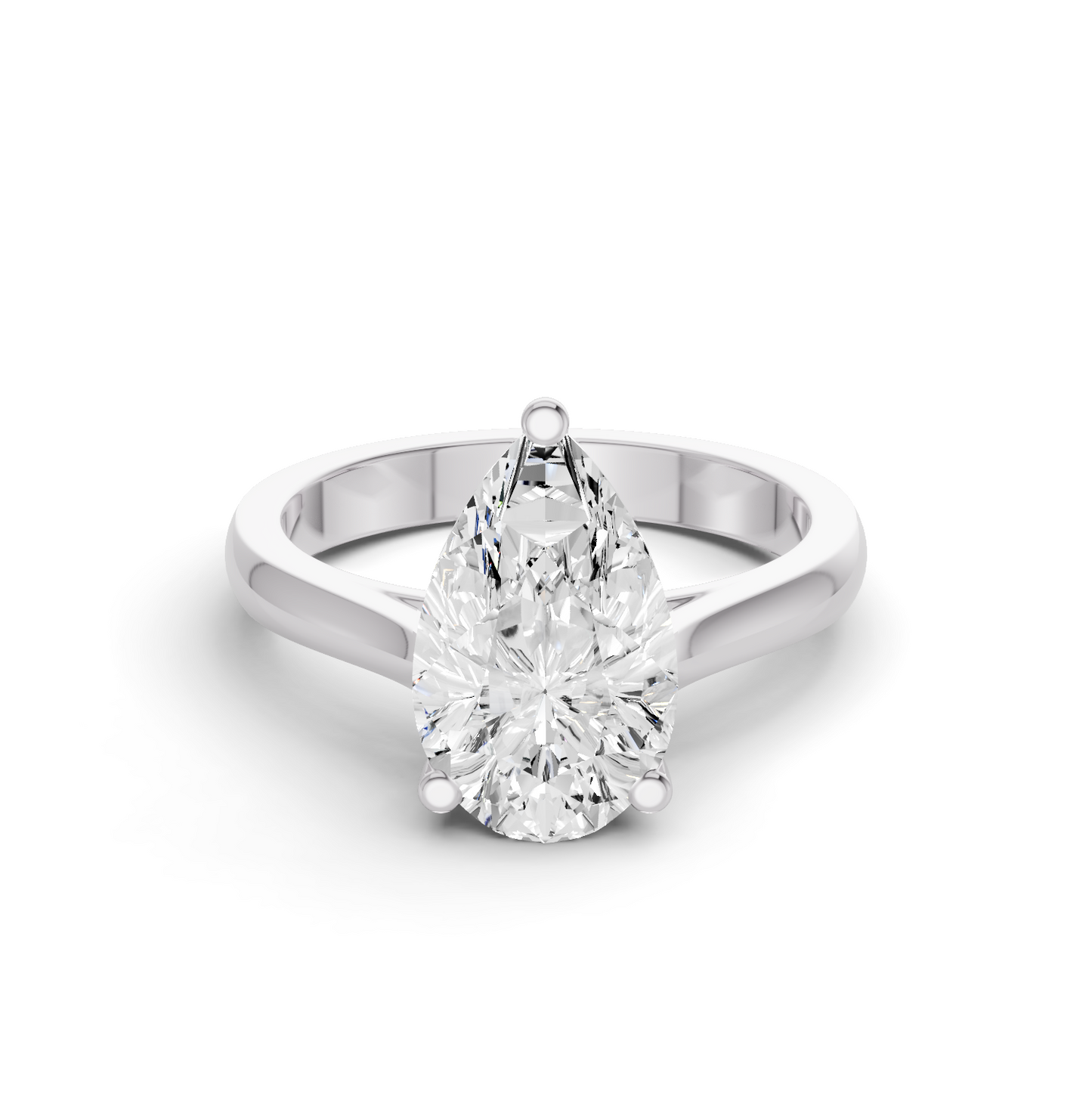 Fancy Shape Lab Grown Diamond Cathedral Solitaire Ring — IGI Certified, 14K Gold lab-grown diamond ring IGI certified 14K gold