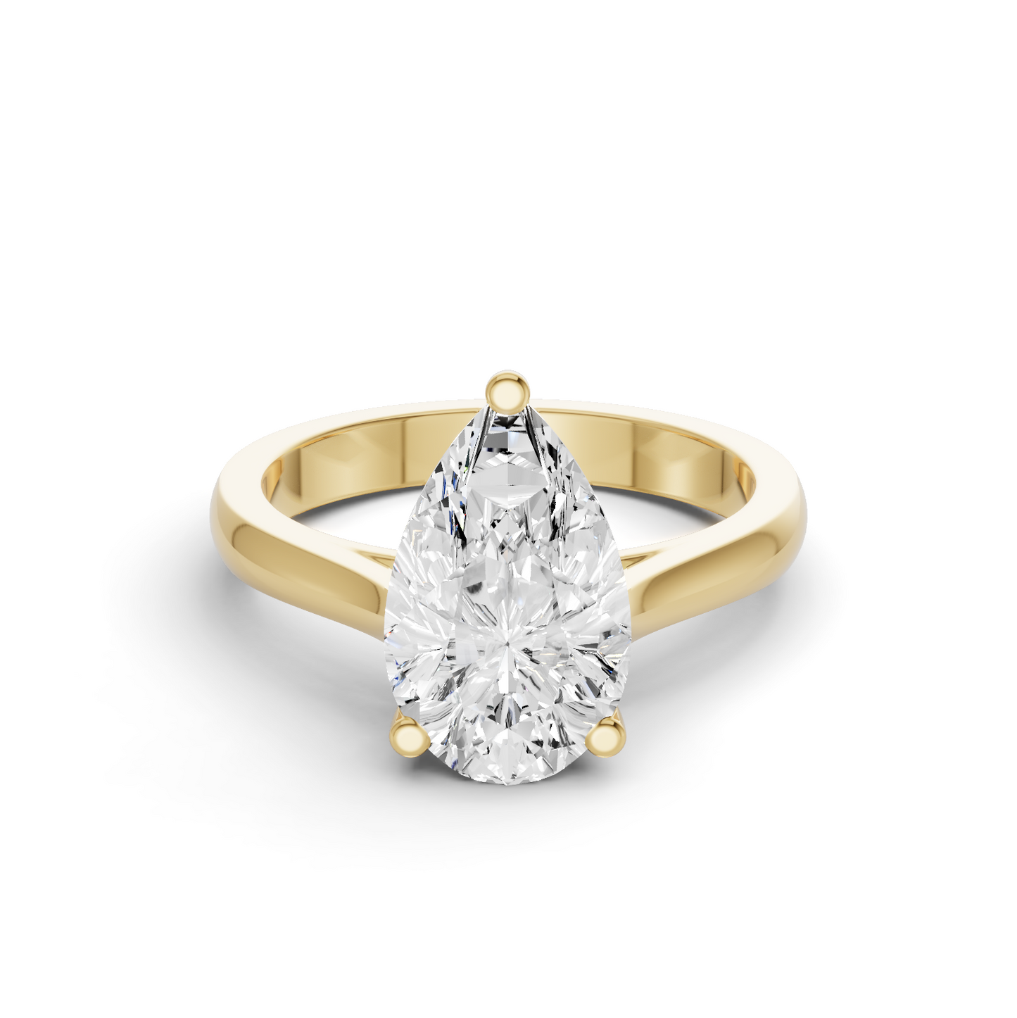 Fancy Shape Lab Grown Diamond Cathedral Solitaire Ring — IGI Certified, 14K Gold lab-grown diamond ring IGI certified 14K gold