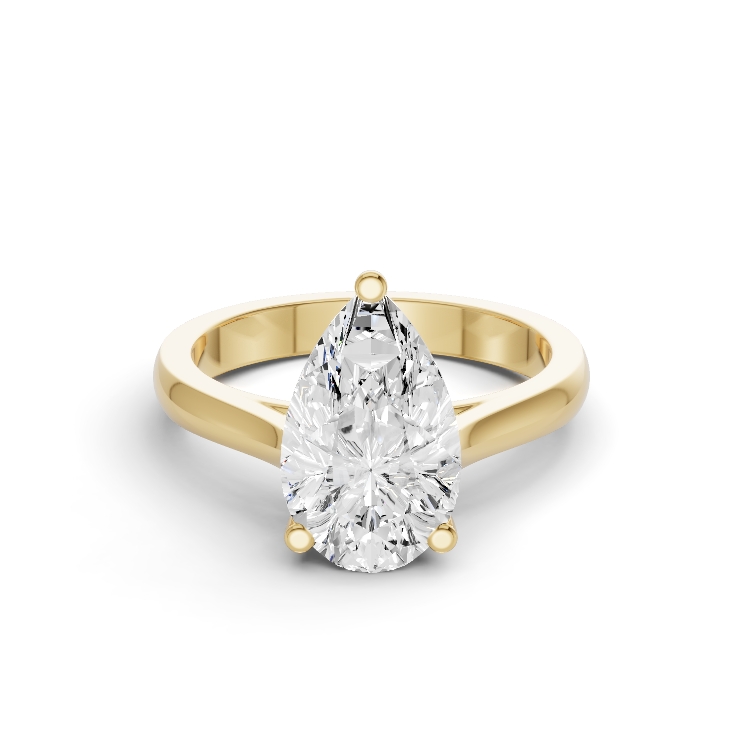 Fancy Shape Lab Grown Diamond Cathedral Solitaire Ring — IGI Certified, 14K Gold lab-grown diamond ring IGI certified 14K gold