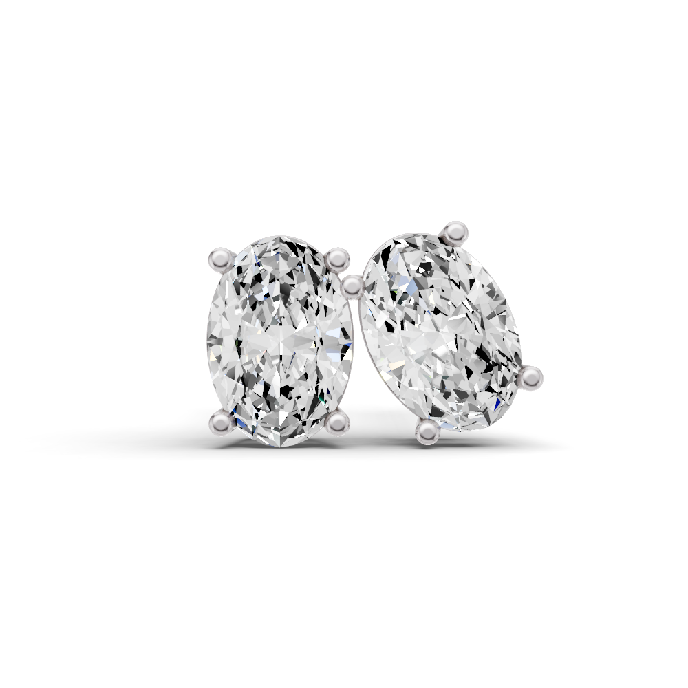 Lab Grown Oval Shape Diamond Solitaire Earrings with Prong Setting lab-grown diamond ring IGI certified 14K gold