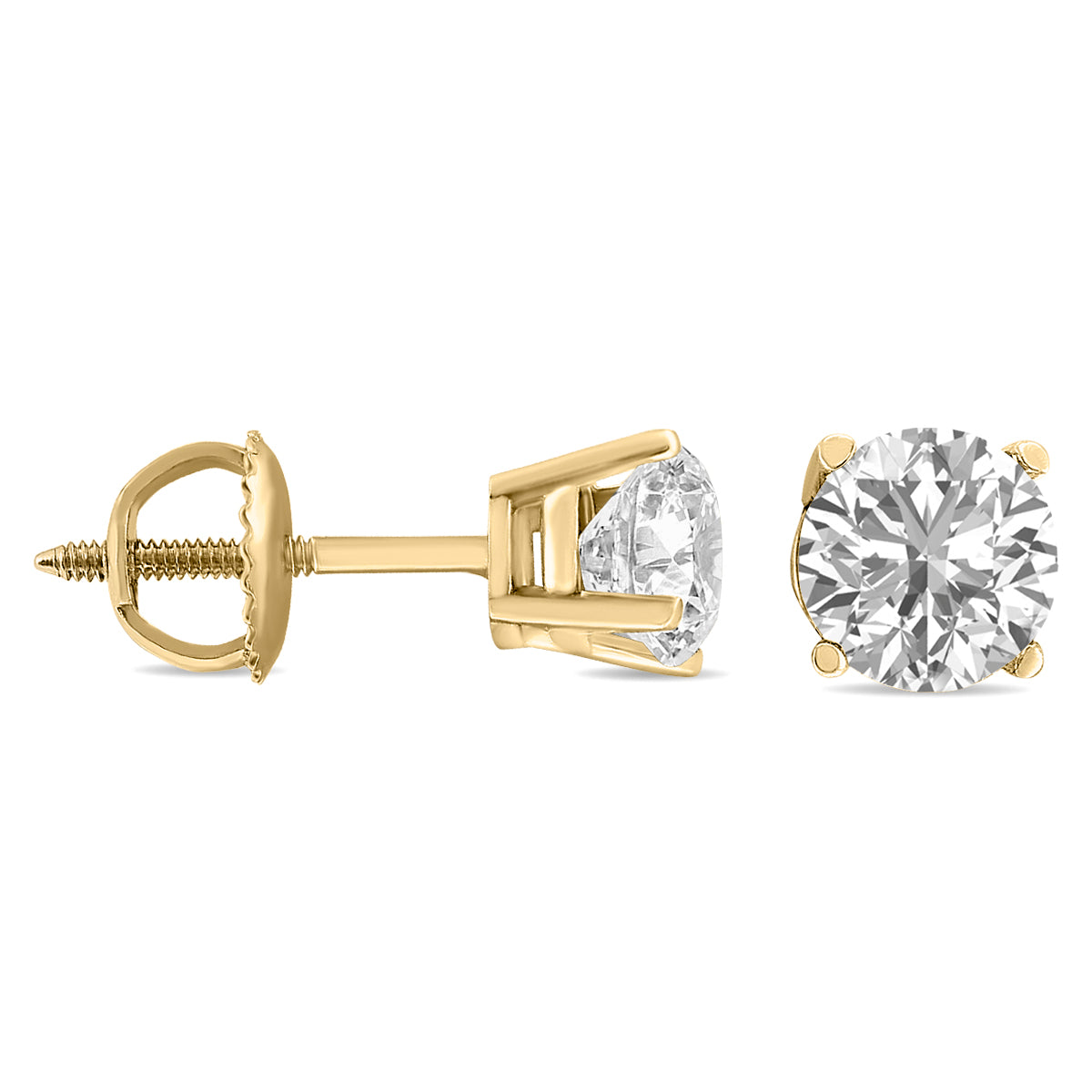 Lab Grown Diamond Solitaire Stud Earrings — IGI Certified, Basket Setting, 14K Gold lab-grown diamond ring IGI certified 14K gold