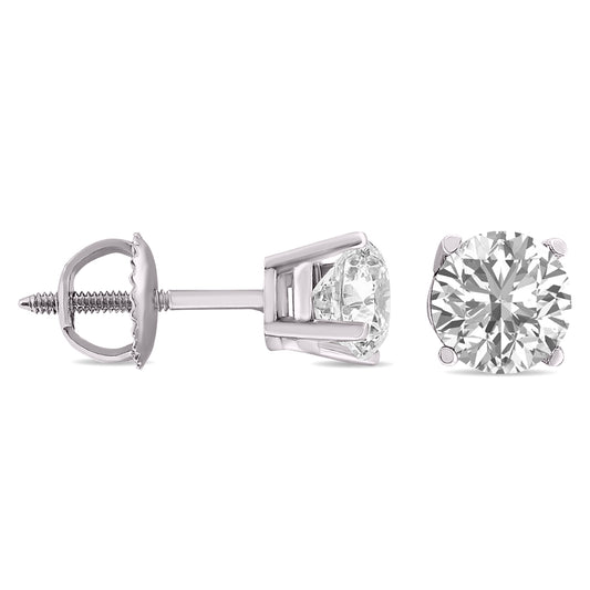 Lab Grown Diamond Solitaire Stud Earrings — IGI Certified, Basket Setting, 14K Gold lab-grown diamond ring IGI certified 14K gold