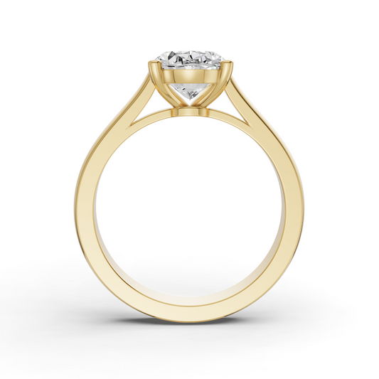 Fancy Shape Lab Grown Diamond Cathedral Solitaire Ring — IGI Certified, 14K Gold lab-grown diamond ring IGI certified 14K gold