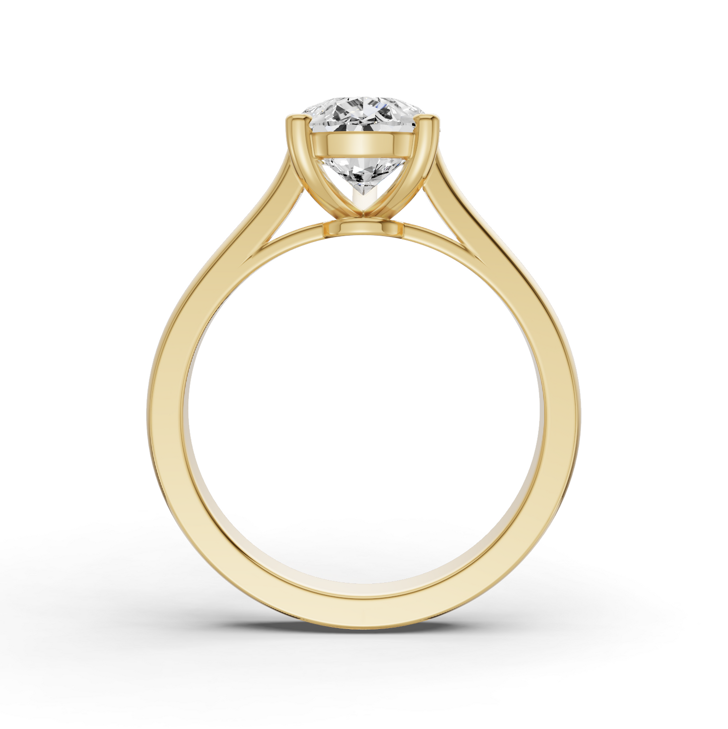Fancy Shape Lab Grown Diamond Cathedral Solitaire Ring — IGI Certified, 14K Gold lab-grown diamond ring IGI certified 14K gold