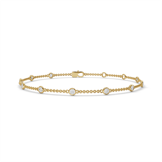 Round Diamond Station Bracelet lab-grown diamond bracelet IGI certified 14K gold