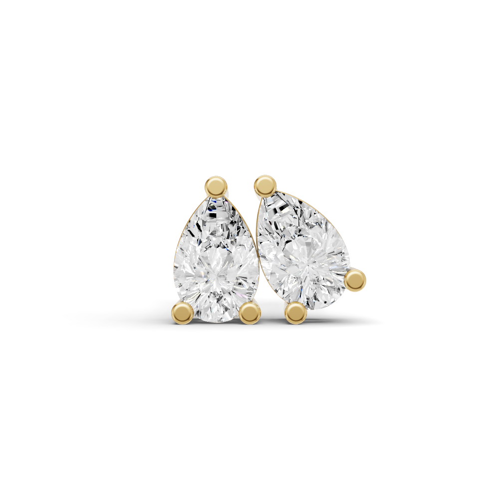 Lab Grown Pear Shape Diamond Solitaire Earrings with Prong Setting lab-grown diamond ring IGI certified 14K gold