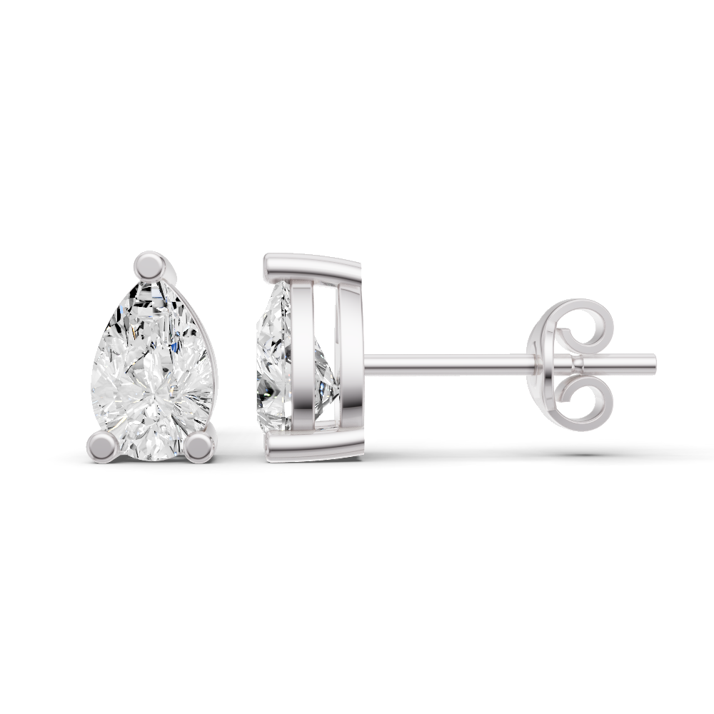 Lab Grown Pear Shape Diamond Solitaire Earrings with Prong Setting lab-grown diamond ring IGI certified 14K gold