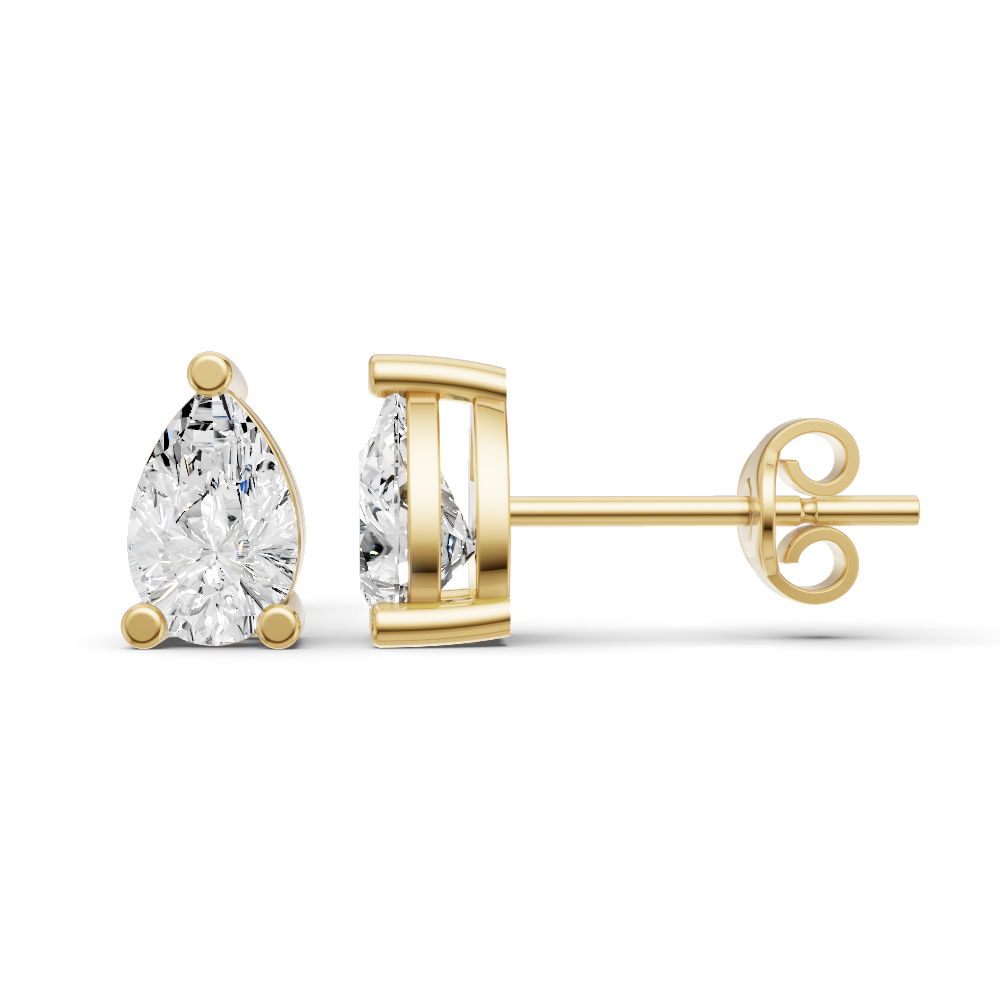 Lab Grown Pear Shape Diamond Solitaire Earrings with Prong Setting lab-grown diamond ring IGI certified 14K gold