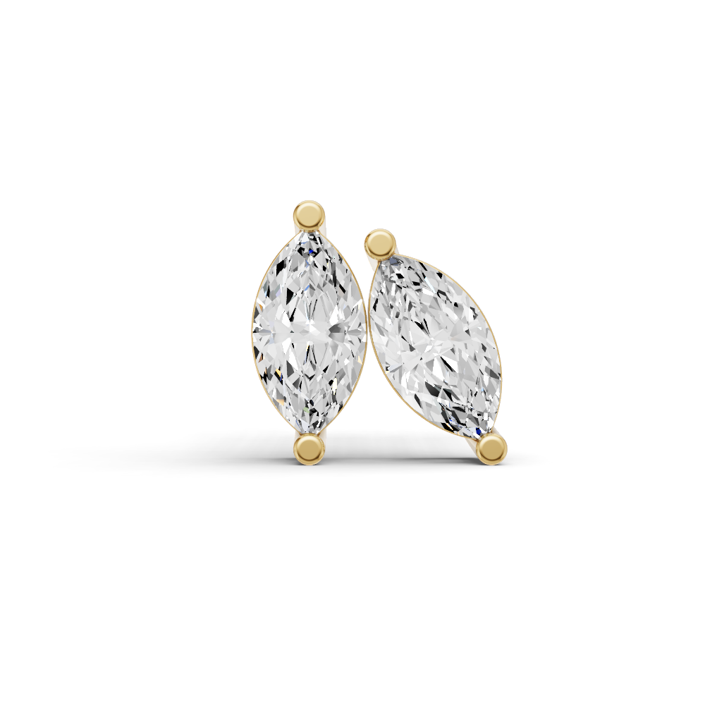 Lab Grown Marquise Shape Diamond Solitaire Earrings with Prong Setting lab-grown diamond ring IGI certified 14K gold