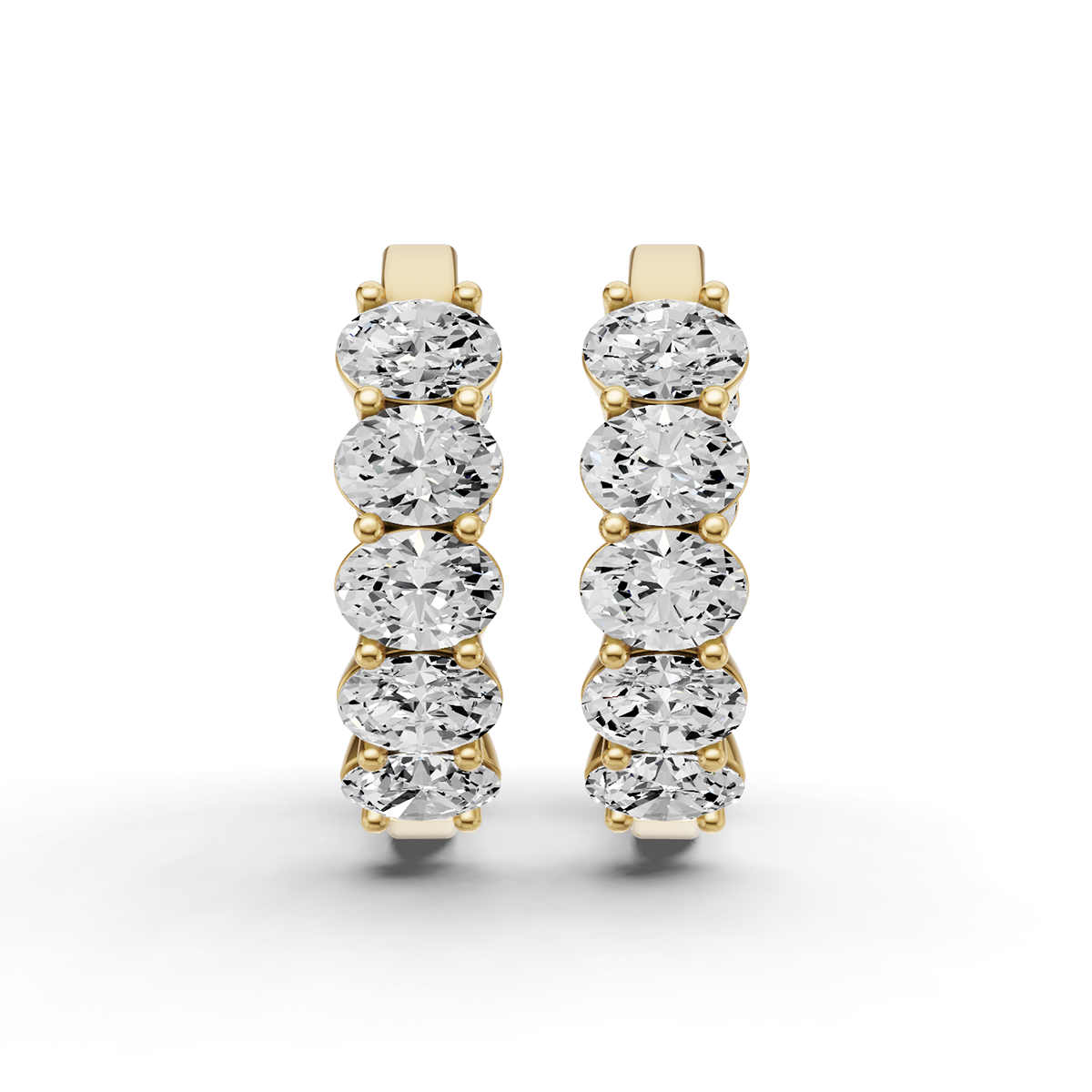 Lab Grown Oval Diamond East-West Fancy Hoop Earrings lab-grown diamond ring IGI certified 14K gold