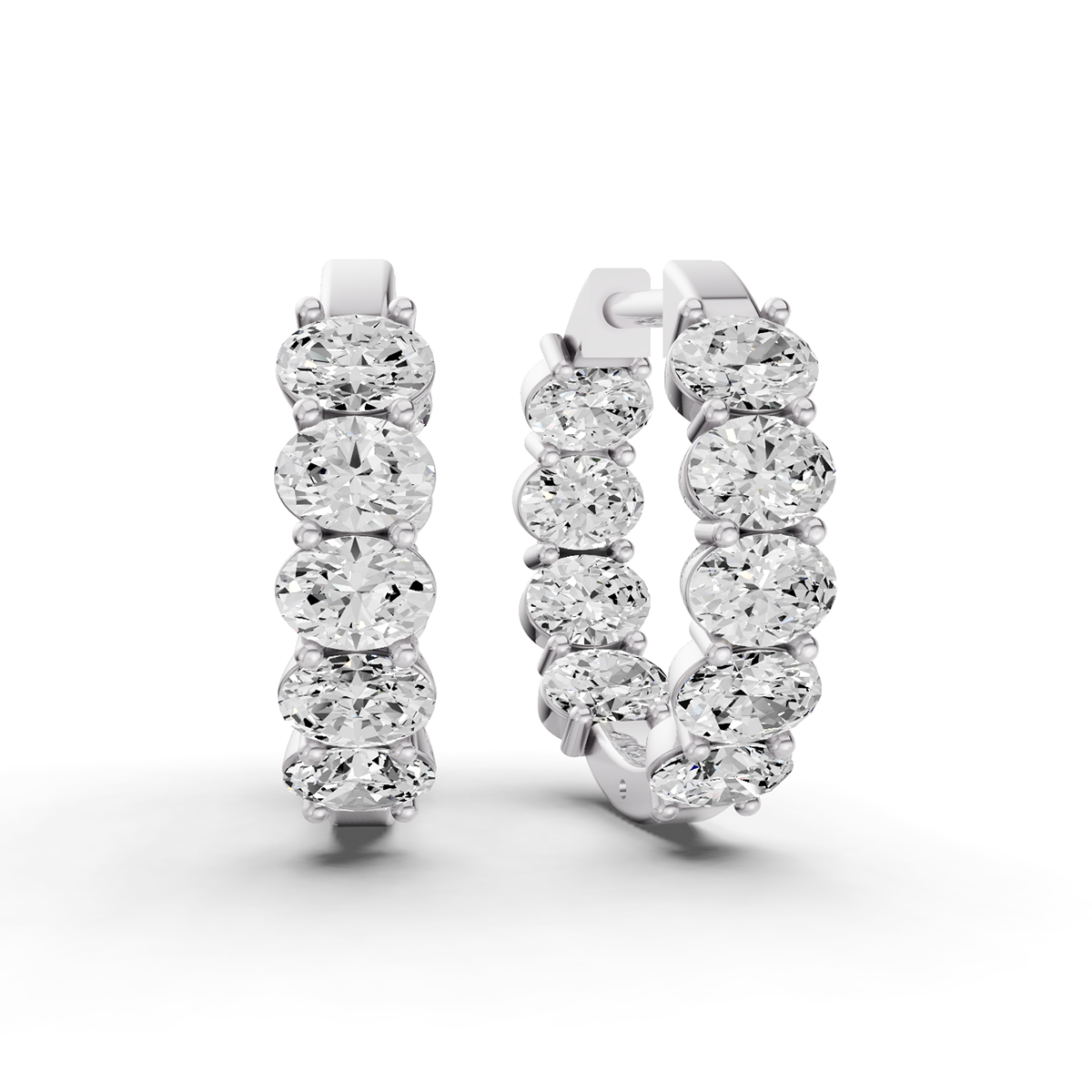 Lab Grown Oval Diamond East-West Fancy Hoop Earrings lab-grown diamond ring IGI certified 14K gold