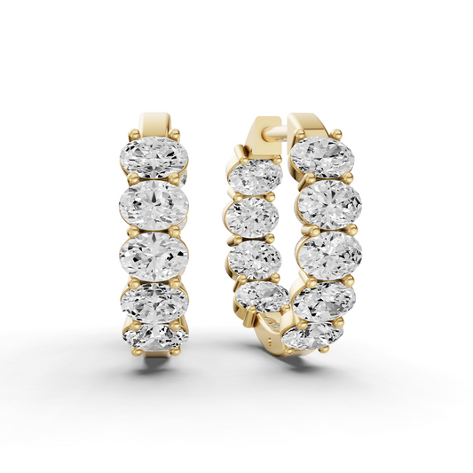Lab Grown Oval Diamond East-West Fancy Hoop Earrings lab-grown diamond ring IGI certified 14K gold