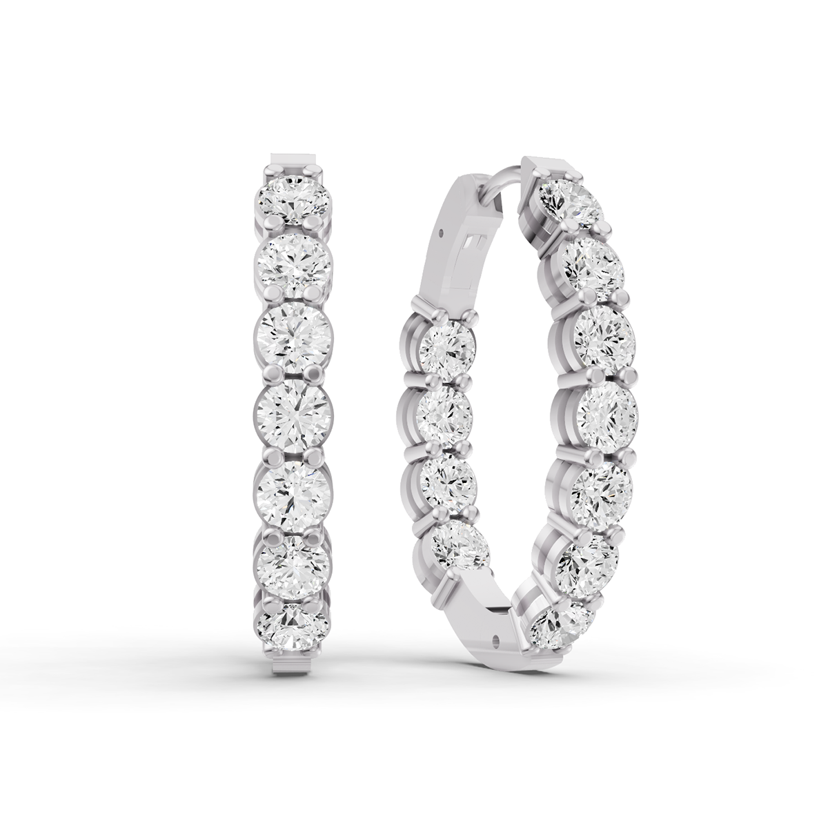 Lab Grown Diamond Oval Shape In & Out Hoop Earrings lab-grown diamond ring IGI certified 14K gold