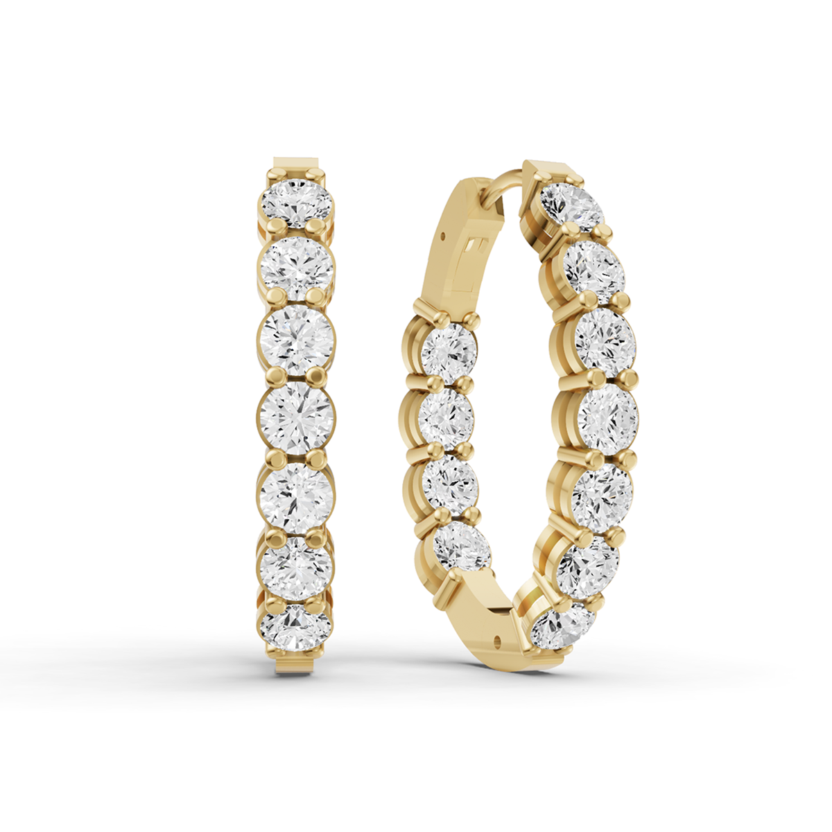 Lab Grown Diamond Oval Shape In & Out Hoop Earrings lab-grown diamond ring IGI certified 14K gold