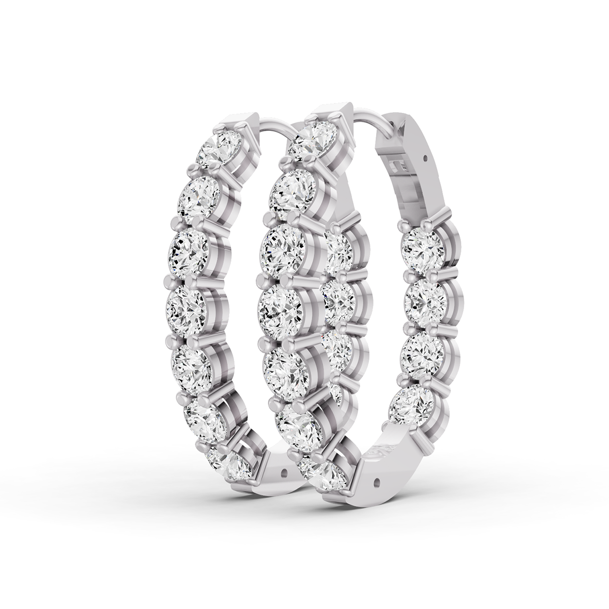 Lab Grown Diamond Oval Shape In & Out Hoop Earrings lab-grown diamond ring IGI certified 14K gold