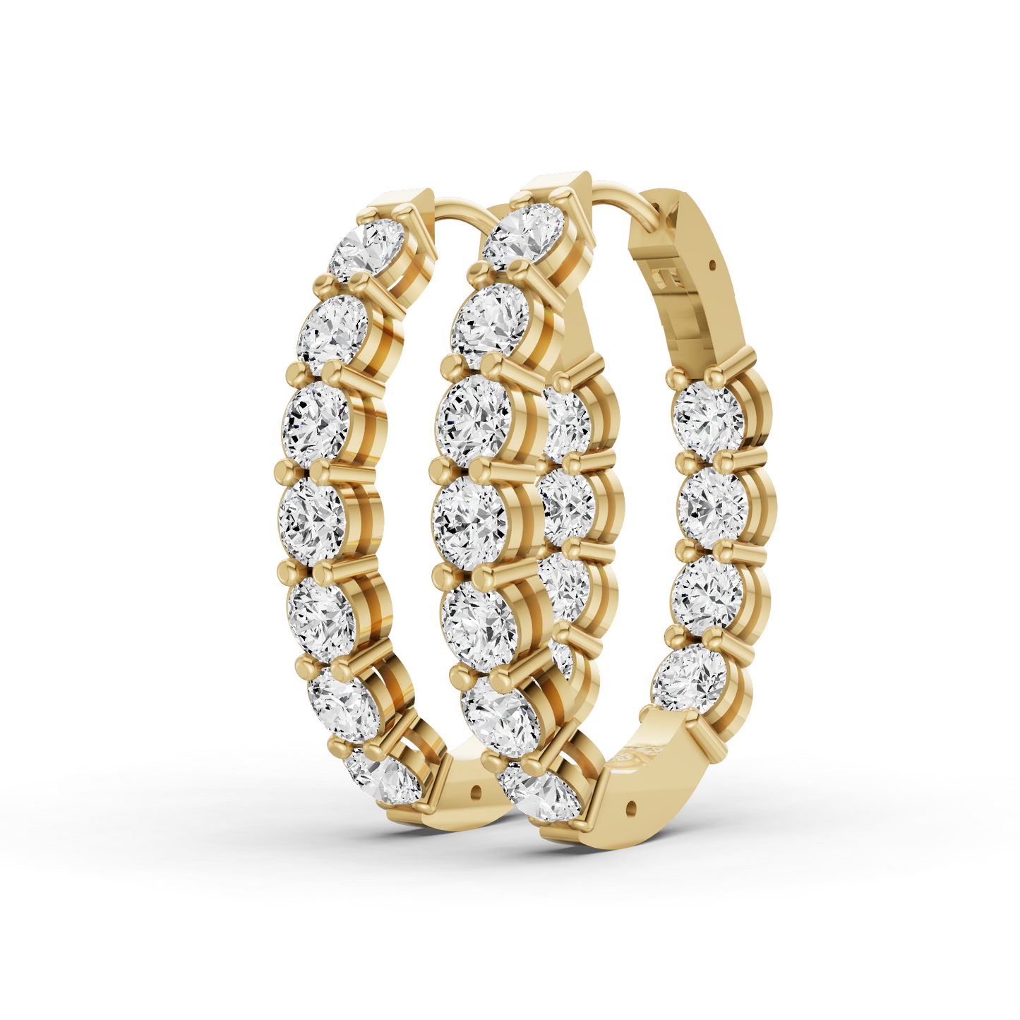 Lab Grown Diamond Oval Shape In & Out Hoop Earrings lab-grown diamond ring IGI certified 14K gold