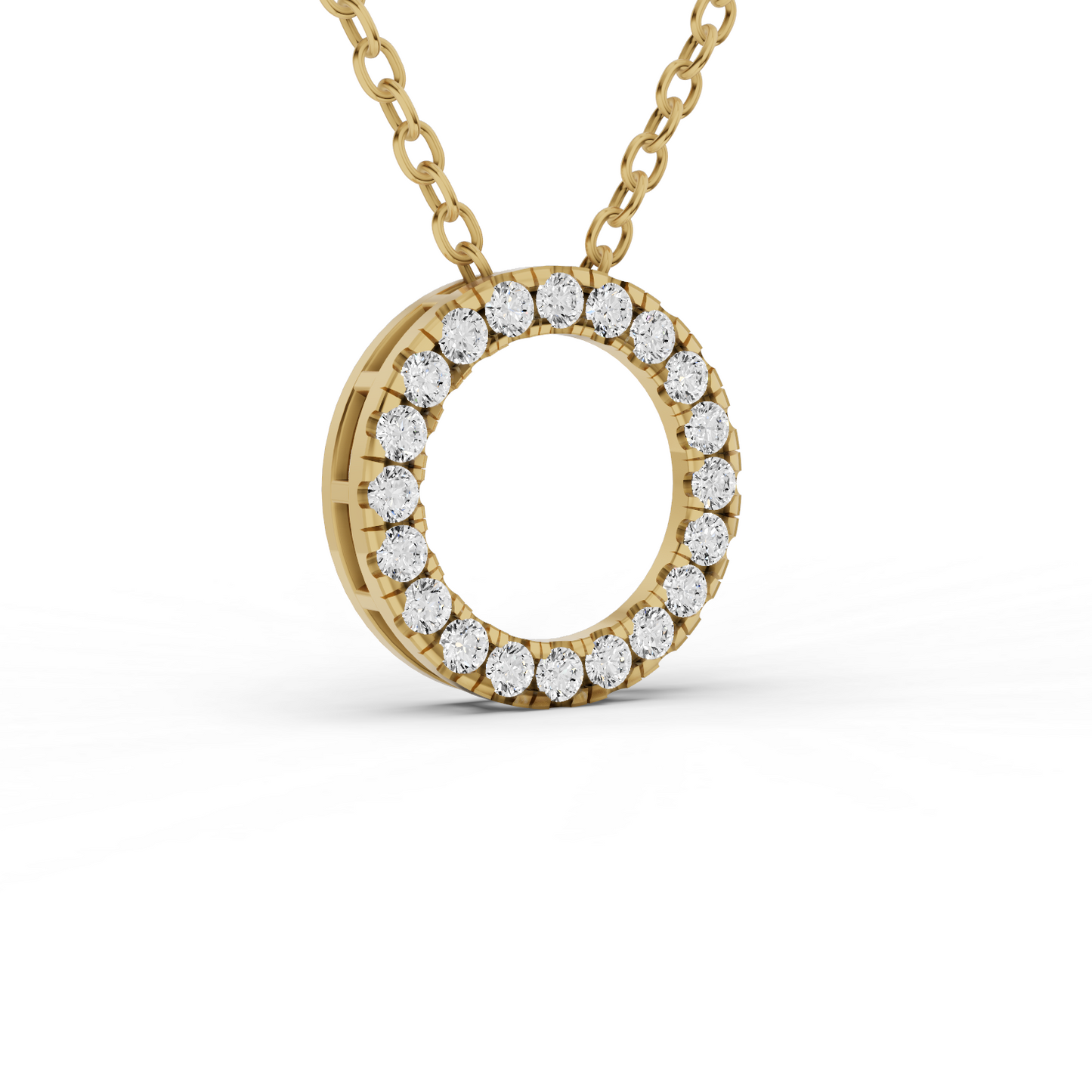 Lab Grown Diamond Basic Circle Pendant lab-grown diamond necklace IGI certified 14K gold