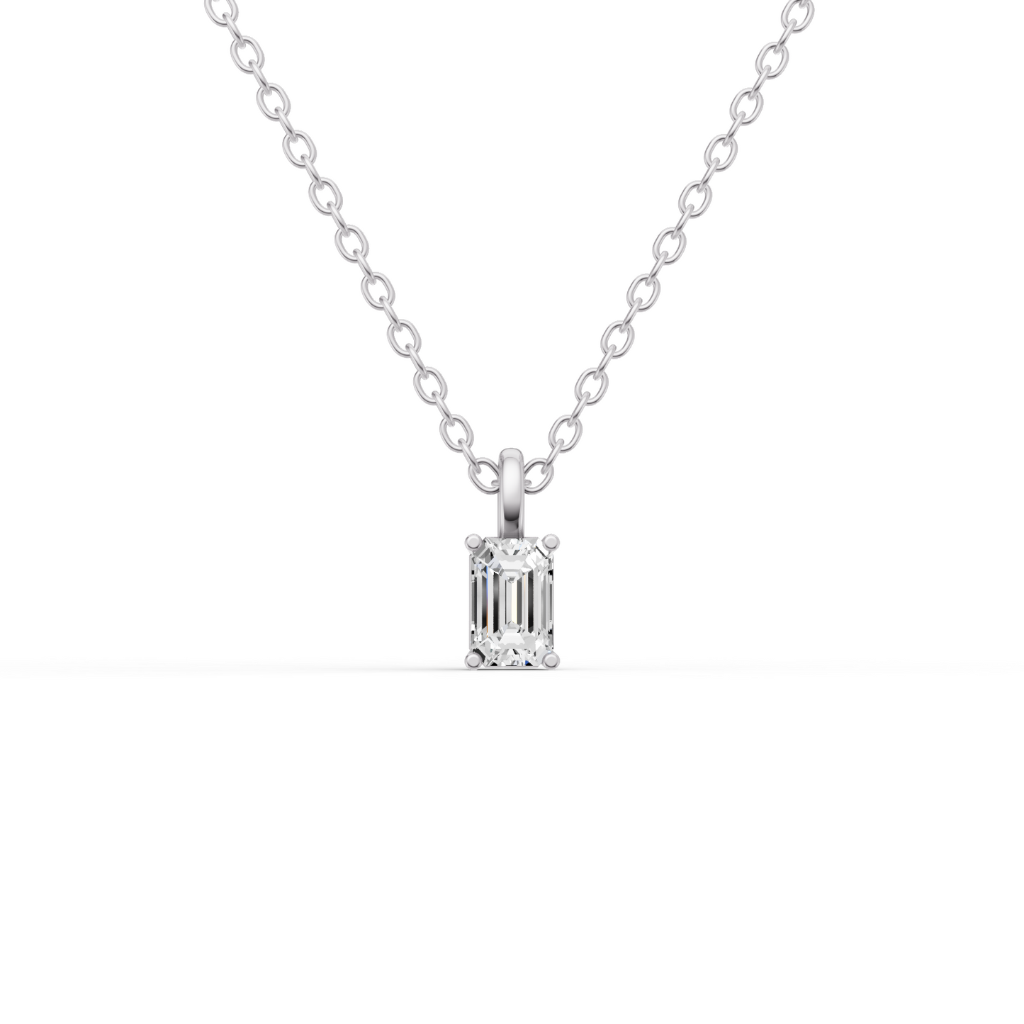 Lab Grown Emerald Cut Diamond Solitaire Pendant with Bale lab-grown diamond ring IGI certified 14K gold