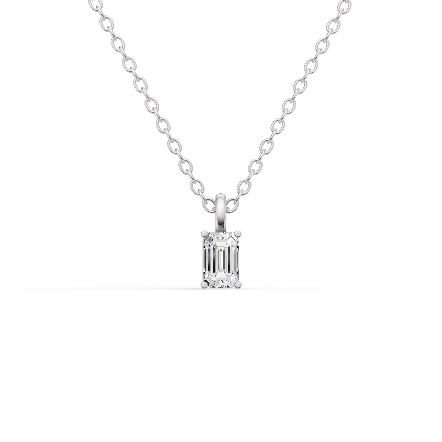 Lab Grown Emerald Cut Diamond Solitaire Pendant with Bale lab-grown diamond ring IGI certified 14K gold