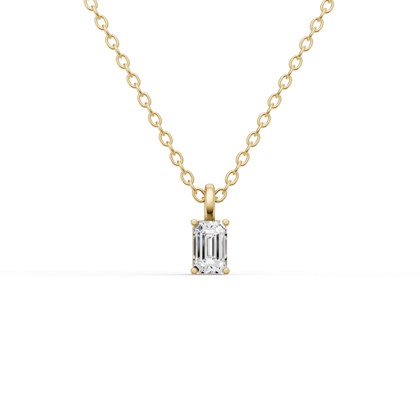 Lab Grown Emerald Cut Diamond Solitaire Pendant with Bale lab-grown diamond ring IGI certified 14K gold