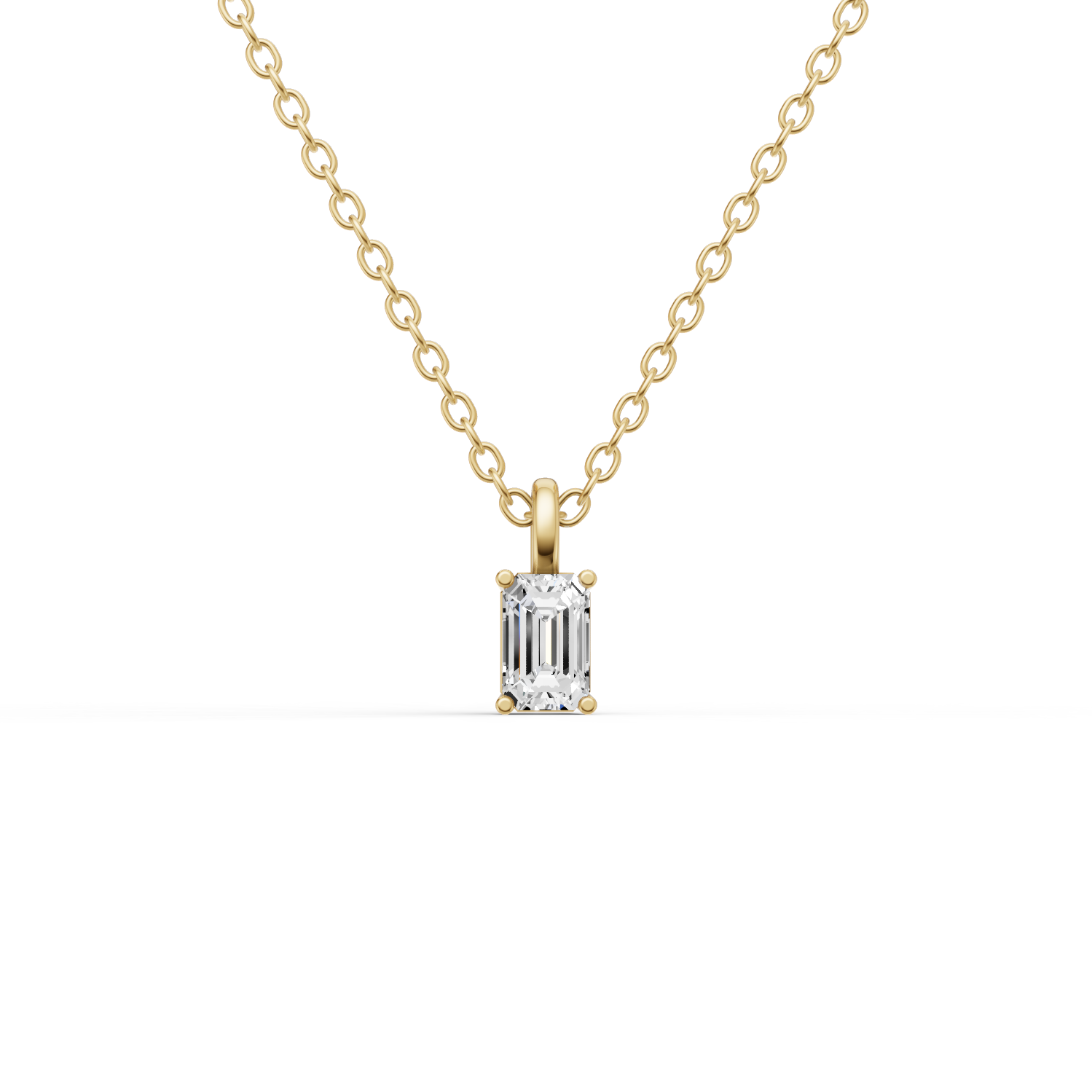 Lab Grown Emerald Cut Diamond Solitaire Pendant with Bale lab-grown diamond ring IGI certified 14K gold