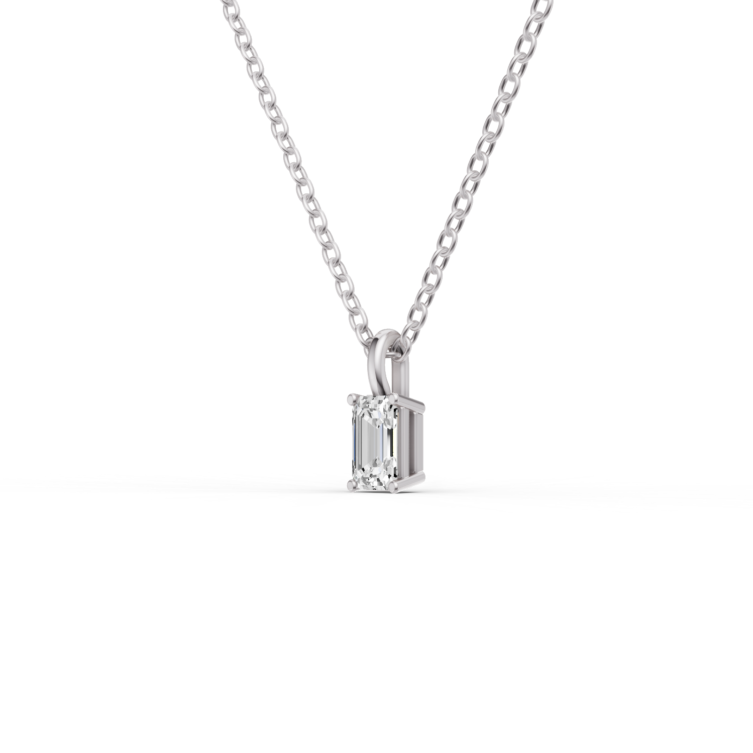 Lab Grown Emerald Cut Diamond Solitaire Pendant with Bale lab-grown diamond ring IGI certified 14K gold