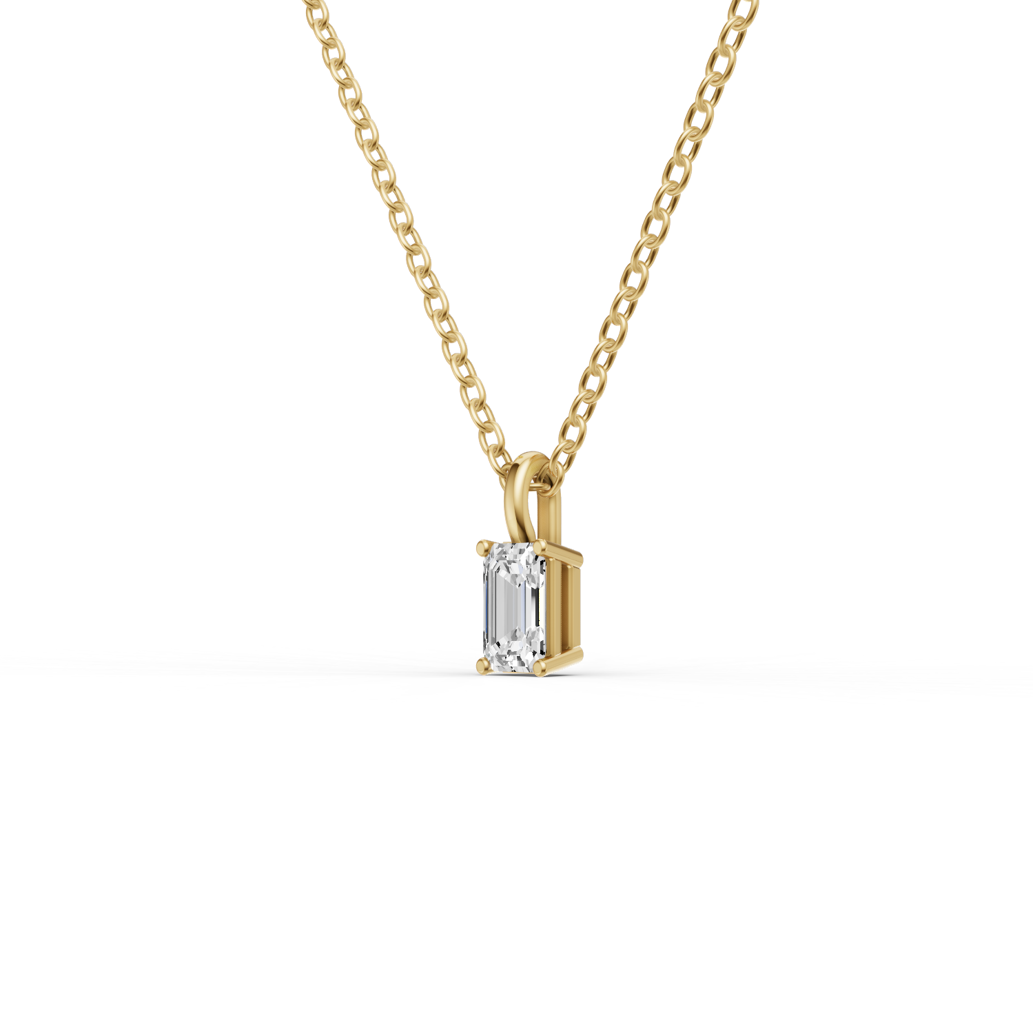 Lab Grown Emerald Cut Diamond Solitaire Pendant with Bale lab-grown diamond ring IGI certified 14K gold