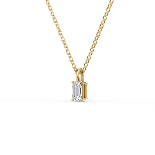 Lab Grown Emerald Cut Diamond Solitaire Pendant with Bale lab-grown diamond ring IGI certified 14K gold