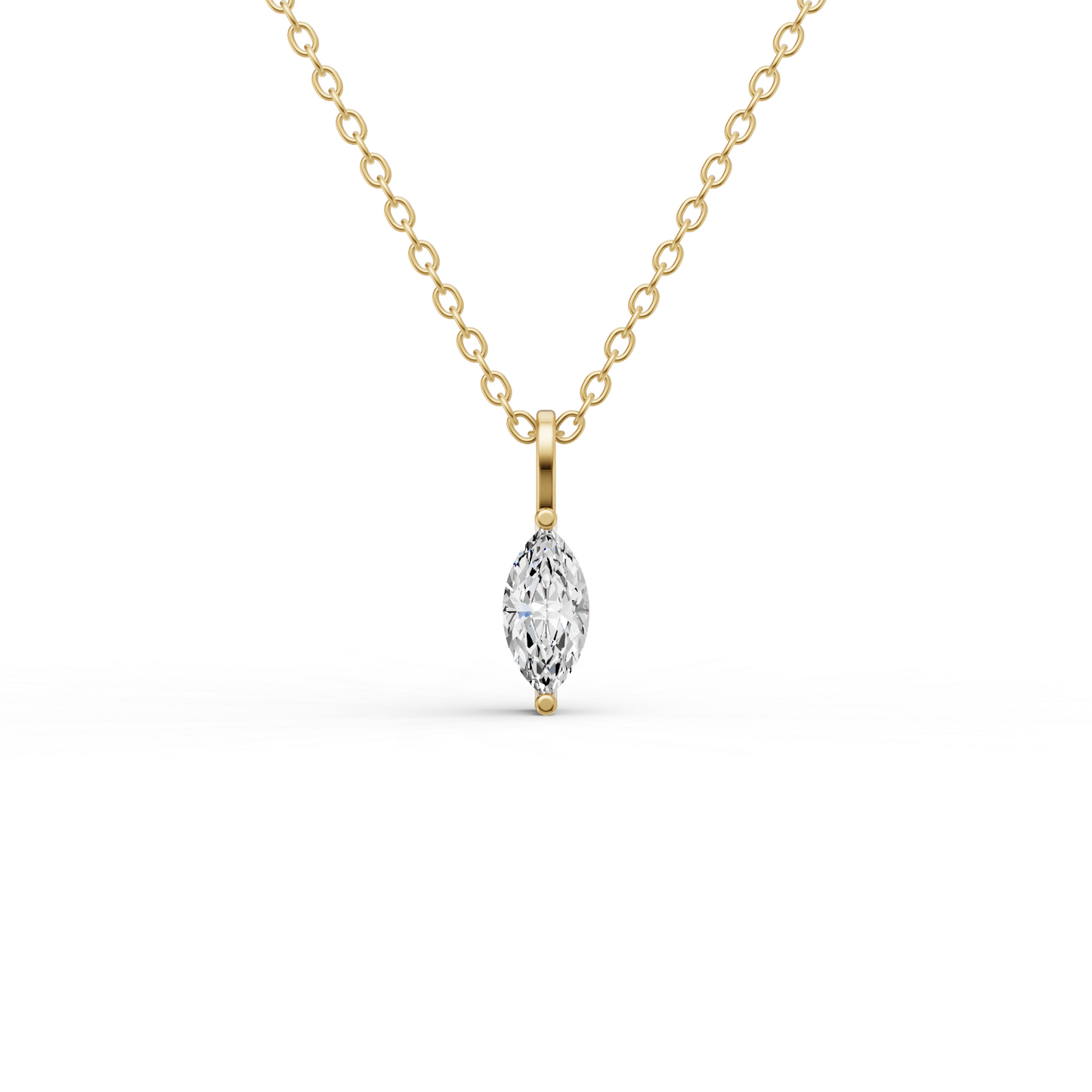 Lab Grown Marquise Shape Diamond Solitaire Pendant with Bale lab-grown diamond ring IGI certified 14K gold